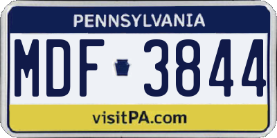 PA license plate MDF3844