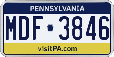 PA license plate MDF3846
