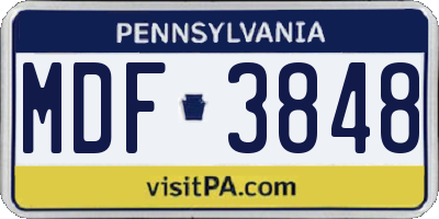 PA license plate MDF3848