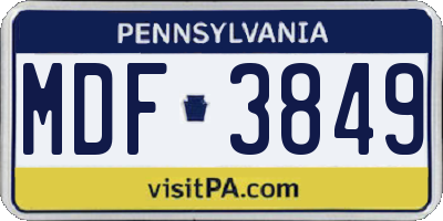PA license plate MDF3849