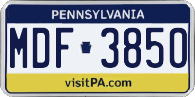 PA license plate MDF3850