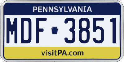 PA license plate MDF3851