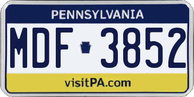 PA license plate MDF3852