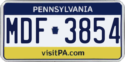 PA license plate MDF3854