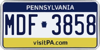 PA license plate MDF3858