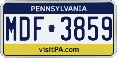 PA license plate MDF3859