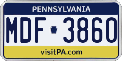 PA license plate MDF3860