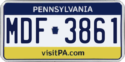 PA license plate MDF3861