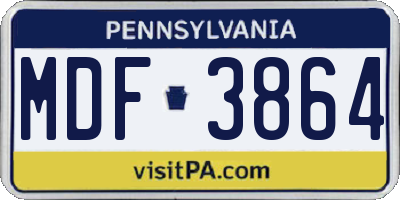 PA license plate MDF3864
