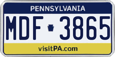 PA license plate MDF3865
