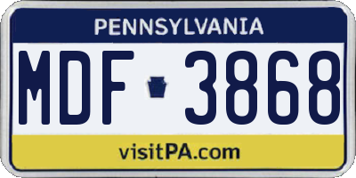 PA license plate MDF3868