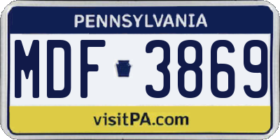 PA license plate MDF3869