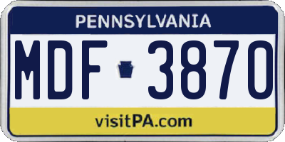 PA license plate MDF3870