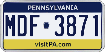 PA license plate MDF3871