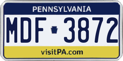 PA license plate MDF3872