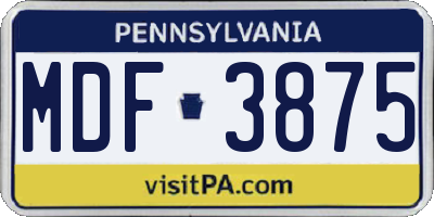 PA license plate MDF3875