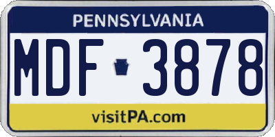 PA license plate MDF3878