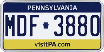 PA license plate MDF3880