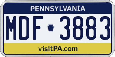 PA license plate MDF3883