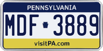 PA license plate MDF3889