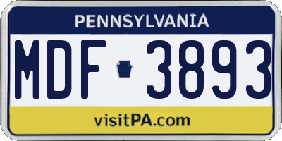 PA license plate MDF3893