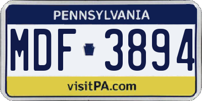 PA license plate MDF3894