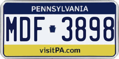 PA license plate MDF3898
