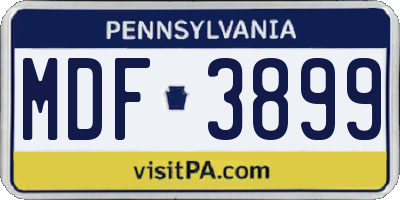 PA license plate MDF3899