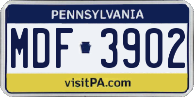 PA license plate MDF3902
