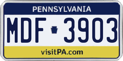 PA license plate MDF3903