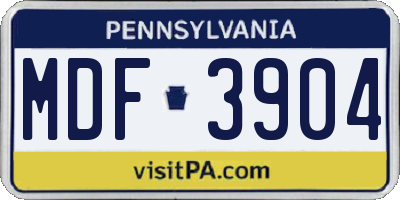 PA license plate MDF3904