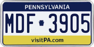 PA license plate MDF3905