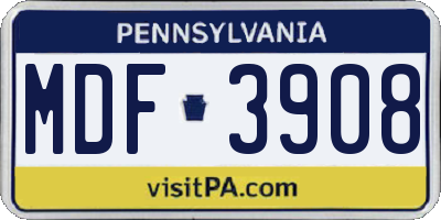 PA license plate MDF3908