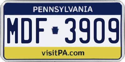 PA license plate MDF3909