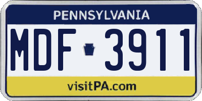 PA license plate MDF3911