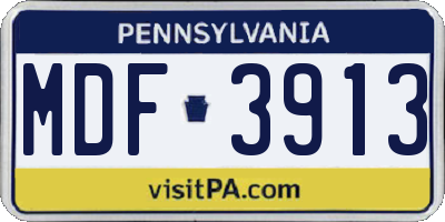 PA license plate MDF3913