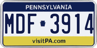 PA license plate MDF3914