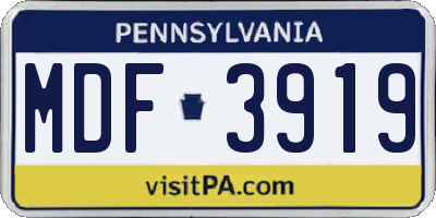 PA license plate MDF3919