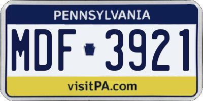 PA license plate MDF3921