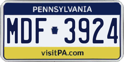 PA license plate MDF3924