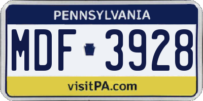 PA license plate MDF3928