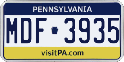 PA license plate MDF3935