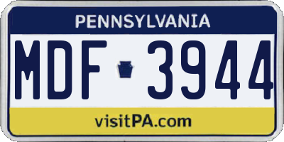 PA license plate MDF3944