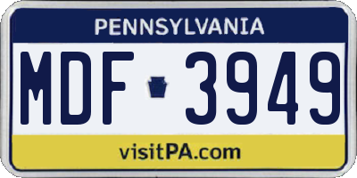 PA license plate MDF3949