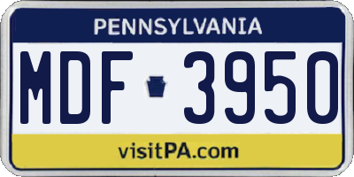 PA license plate MDF3950