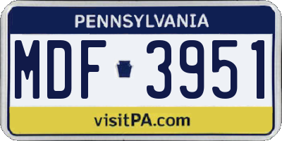 PA license plate MDF3951