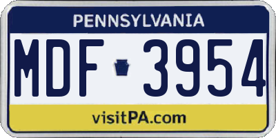 PA license plate MDF3954