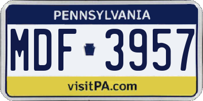 PA license plate MDF3957