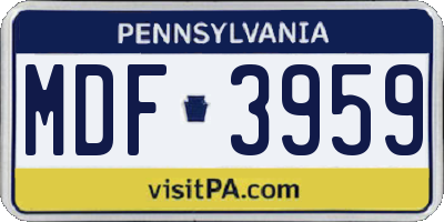 PA license plate MDF3959