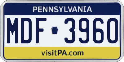 PA license plate MDF3960